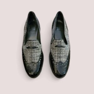 Stuart Weitzman Plaid Saddle Shoe Style Loafers